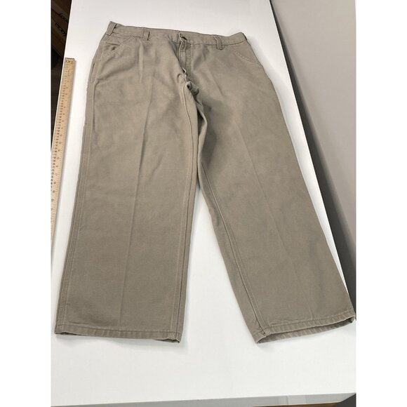 Carhartt Canvas Dungaree Carpenter Work Pants Mens 36x30 Relaxed Desert Duck B11 - Picture 2 of 16